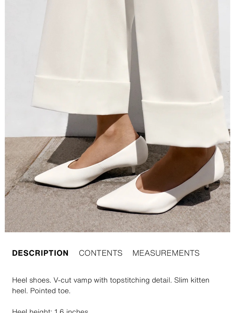 Zara NWT sz 10, leather pointed toe white kitten heel pumps - Women